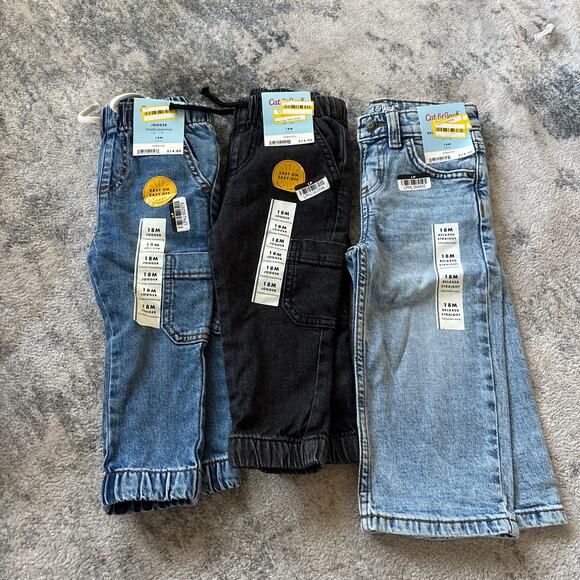 Cat and Jack Jeans Boys 18 Months Straight  Denim Joggers NEW Lot of 3 - Picture 1 of 3